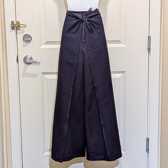 EUC M 100% Thai Cotton Wrap Around Tie Waist Palazzo Pants - Picture 4 of 6